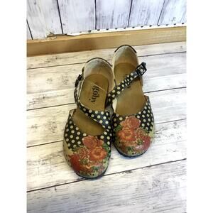 Goby Women’s Size 39 Floral & Polka Dot Mary Jane Flats Unique Vegan Leather